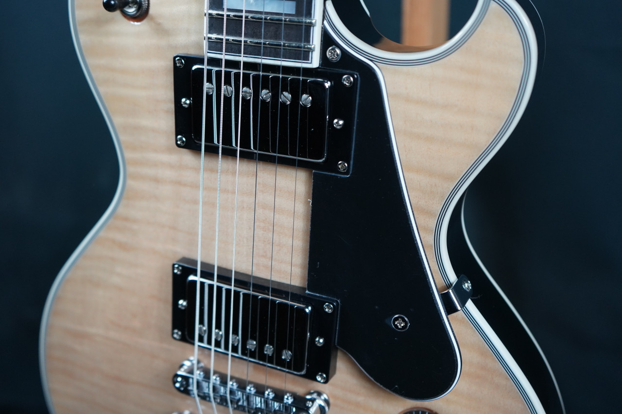 Schecter Solo-II Custom Electric Guitar in Gloss Natural finish with single-cut body, dual humbuckers, and chrome hardware.