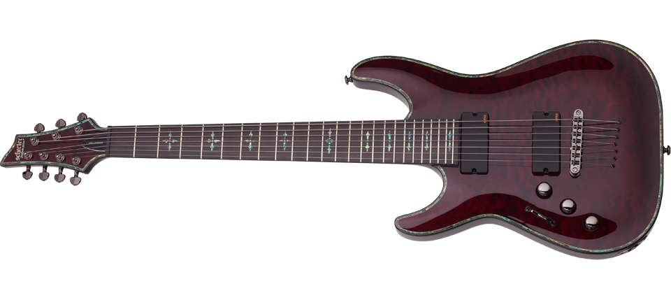 Shop the Schecter Hellraiser C-7 Left-Handed Electric Guitar in Black Cherry (1796) at Musician Madness. High-output EMGs, massive range, fast shipping.