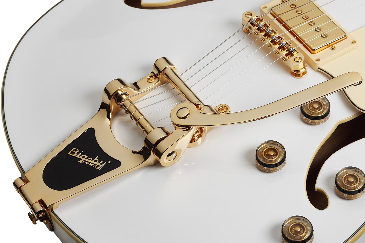 Schecter Robin Zander Signature Corsair Electric Guitar with semi-hollow body, Bigsby tremolo, and Schecter Diamond pickups in gloss finish.