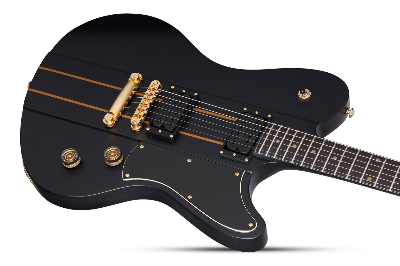 Schecter Dan Donegan Ultra Electric Guitar with single-cut body, dual humbuckers, and custom Disturbed artist design in gloss finish.