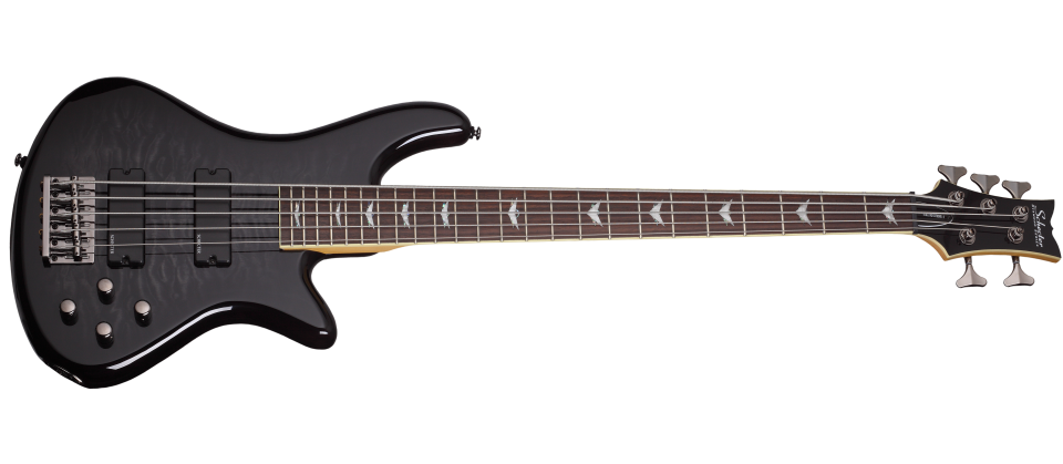 The Schecter Stiletto Extreme-5 bass guitar (2504) delivers powerful low end, active electronics, and sleek styling for modern rock and metal players. Available at Musician Madness.
