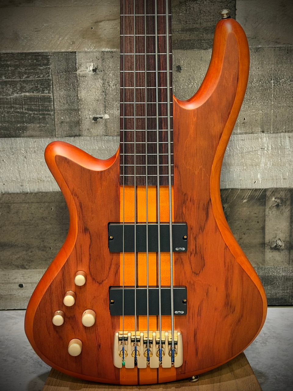 Schecter Stiletto Studio-5 Left Hand Bass - Satin Honey (2775) | Musician Madness