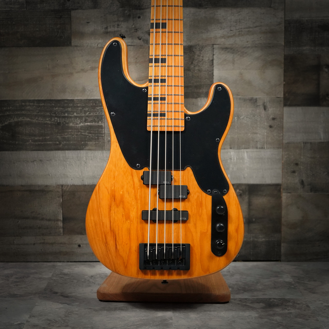 Schecter Model-T Session-5 Electric Bass Guitar - 5-string bass featuring EMG pickups, maple neck, and satin finish for classic tone and modern playability