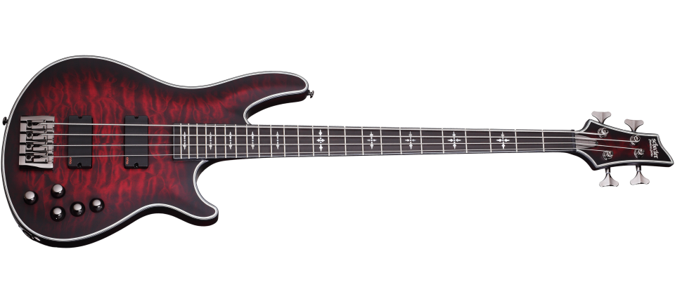 Schecter Hellraiser Extreme-4 - Crimson Red Burst Satin (1910