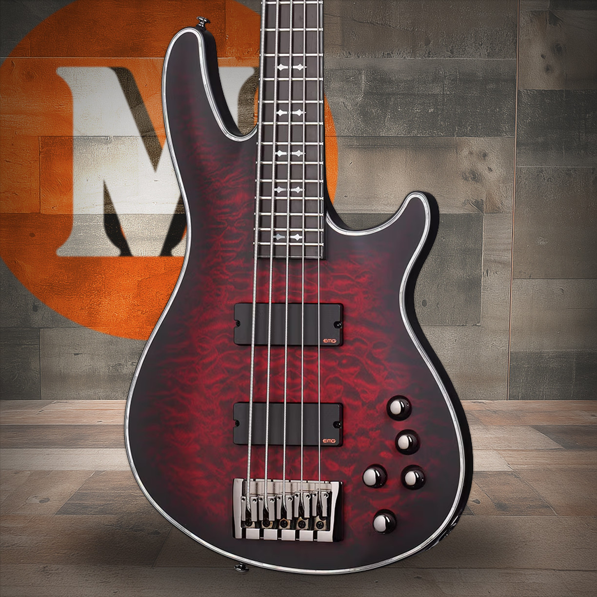 Schecter Hellraiser Extreme-5 String Electric Bass - Crimson Red Burst (1919) | Musician Madness