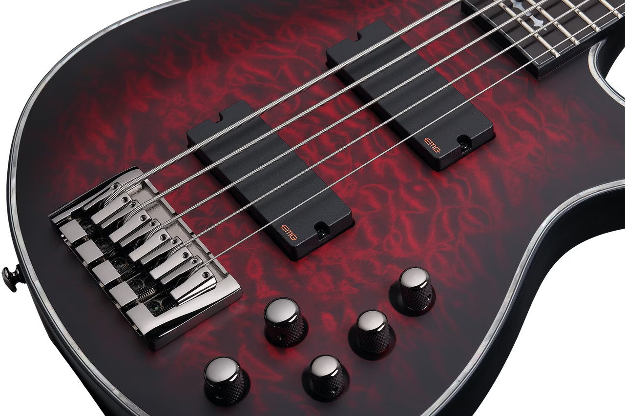 Schecter Hellraiser Extreme-5 String Electric Bass - Crimson Red Burst (1919) | Musician Madness