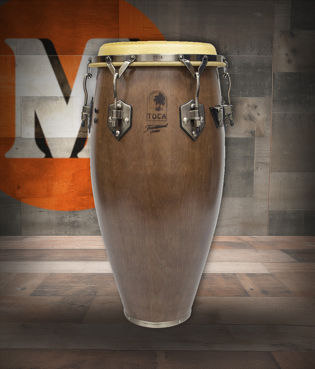 Toca Traditional Series Conga 11.75" - Dark Walnut (3911-3/4D) featuring a warm, resonant shell, Dark Walnut finish, and durable hardware for authentic Afro-Cuban conga tone.