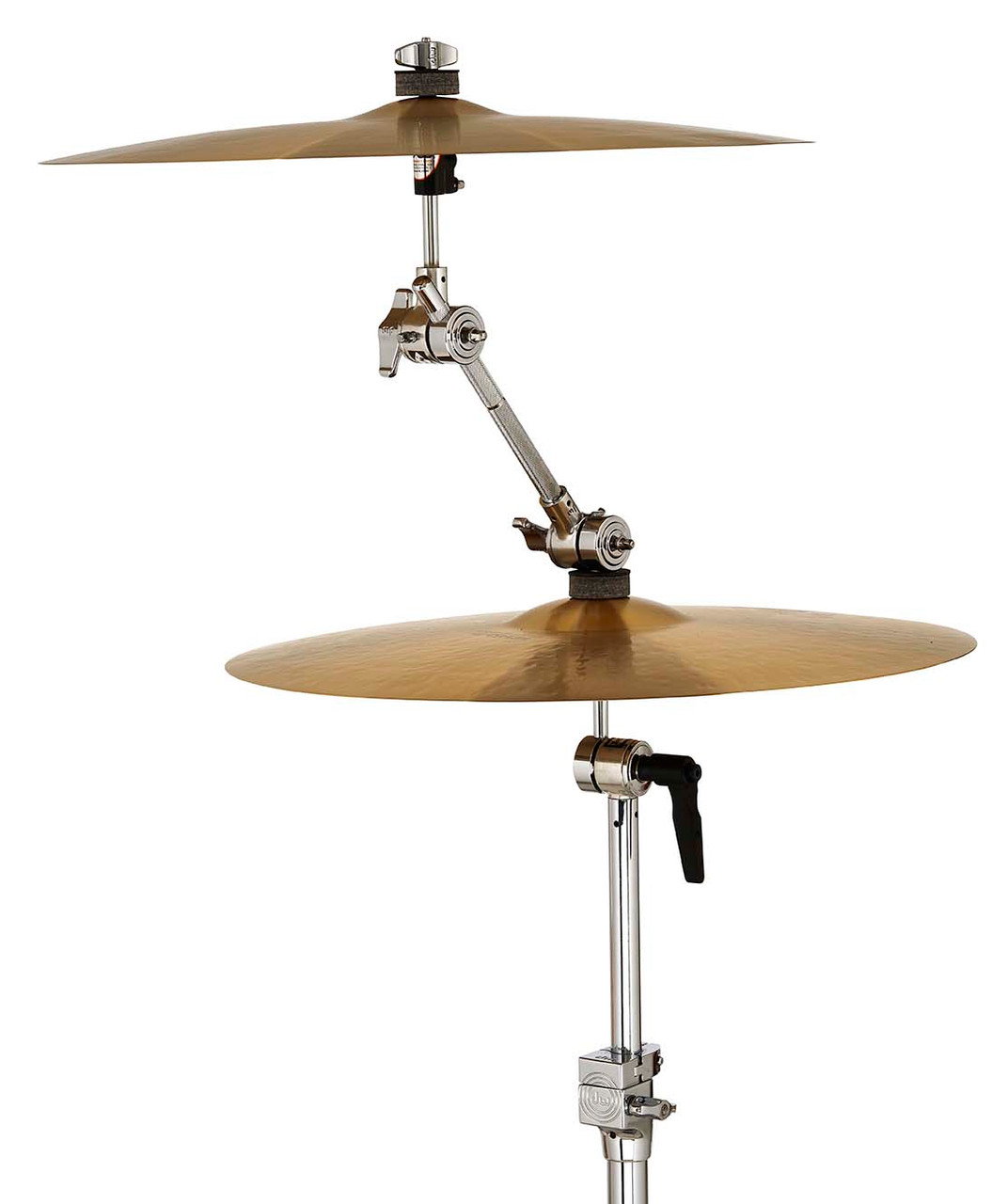 The DW DWSM909 Cymbal Stacker features sturdy construction and an angle-adjustable design that allows drummers to mount additional cymbals on top of an existing stand. Perfect for creating compact, multi-layered cymbal setups, it provides secure mounting, flexible positioning, and reliable performance for studio and stage use.
