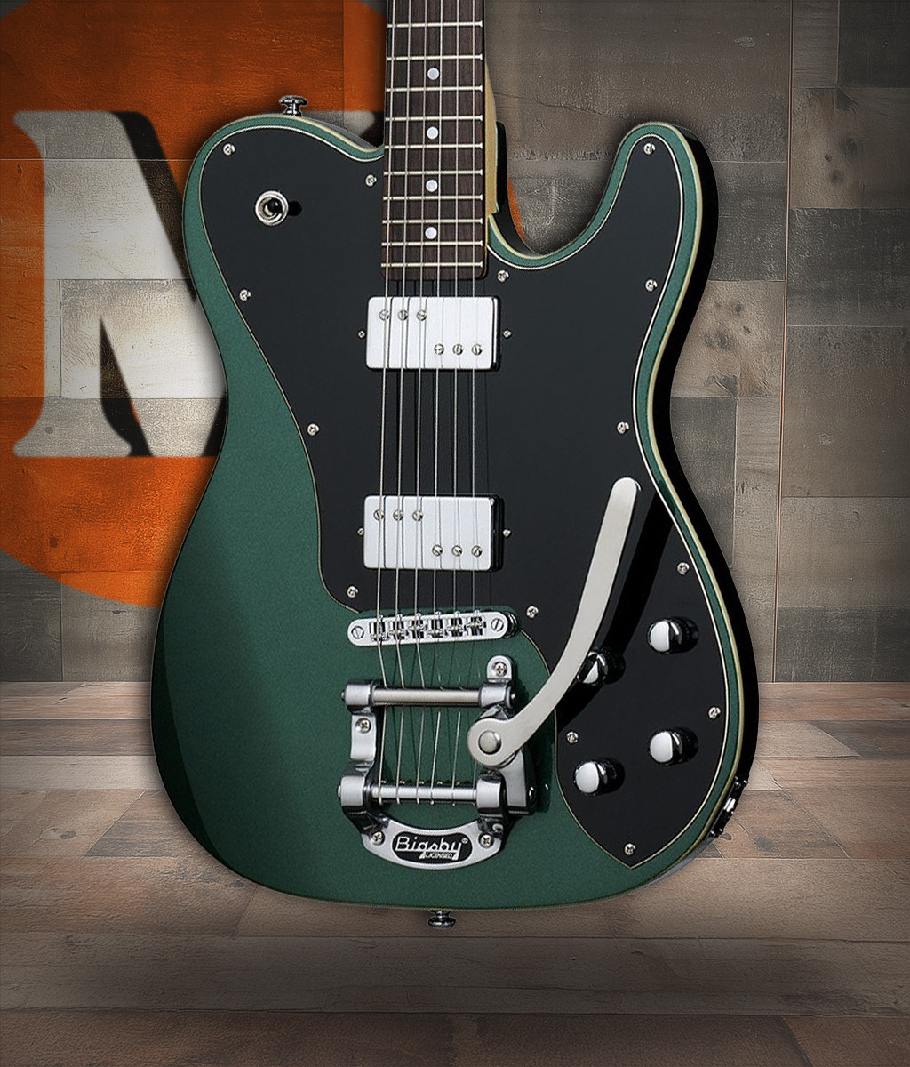 Schecter PT Fastback II B Electric Guitar - Dark Emerald Green finish featuring dual humbuckers with coil-splitting, chrome hardware, and vintage-inspired single-cut design with modern playability