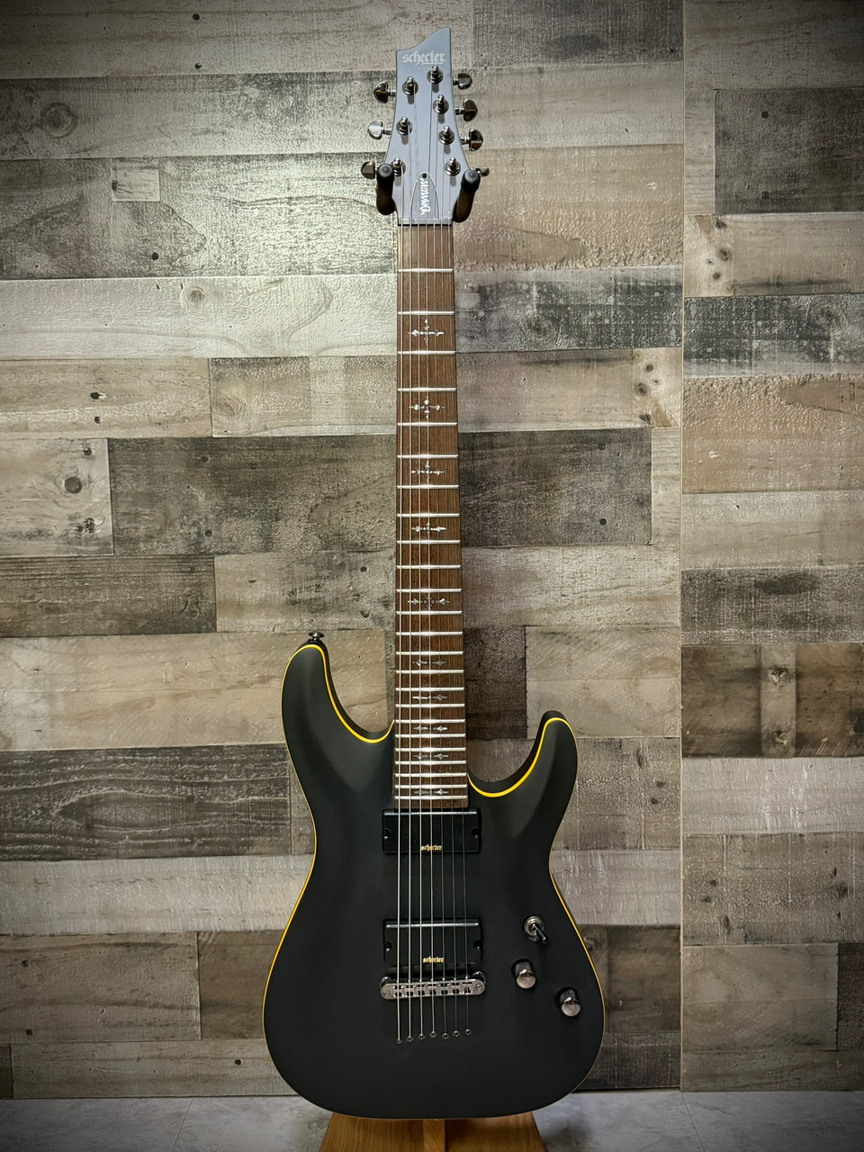 Schecter Demon-7 Electric Guitar - Aged Black Satin (3662) | Musician Madness