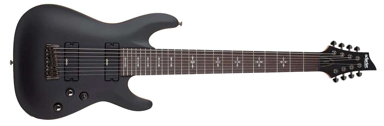 The Schecter Demon-8 Electric Guitar (3663) offers powerful extended-range performance with its 8-string configuration, thin C-profile neck, and active pickups for crushing high-output tone. Designed for modern metal and progressive players, it delivers tight low-end response, fast playability, and SchecterÃ¢â‚¬â„¢s dependable build quality.