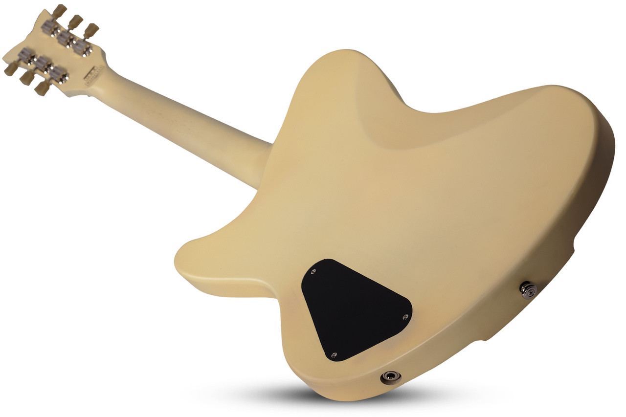 Schecter Ultra III Electric Guitar - Ivory Pearl finish featuring offset body design, dual humbuckers, chrome hardware, and smooth neck for vintage tone with modern performance