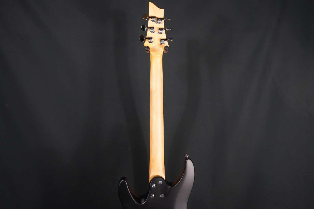 Schecter C-6 Deluxe Electric Guitar - Satin Black finish with dual humbuckers, lightweight basswood body, and smooth maple neck for modern tone and easy playability