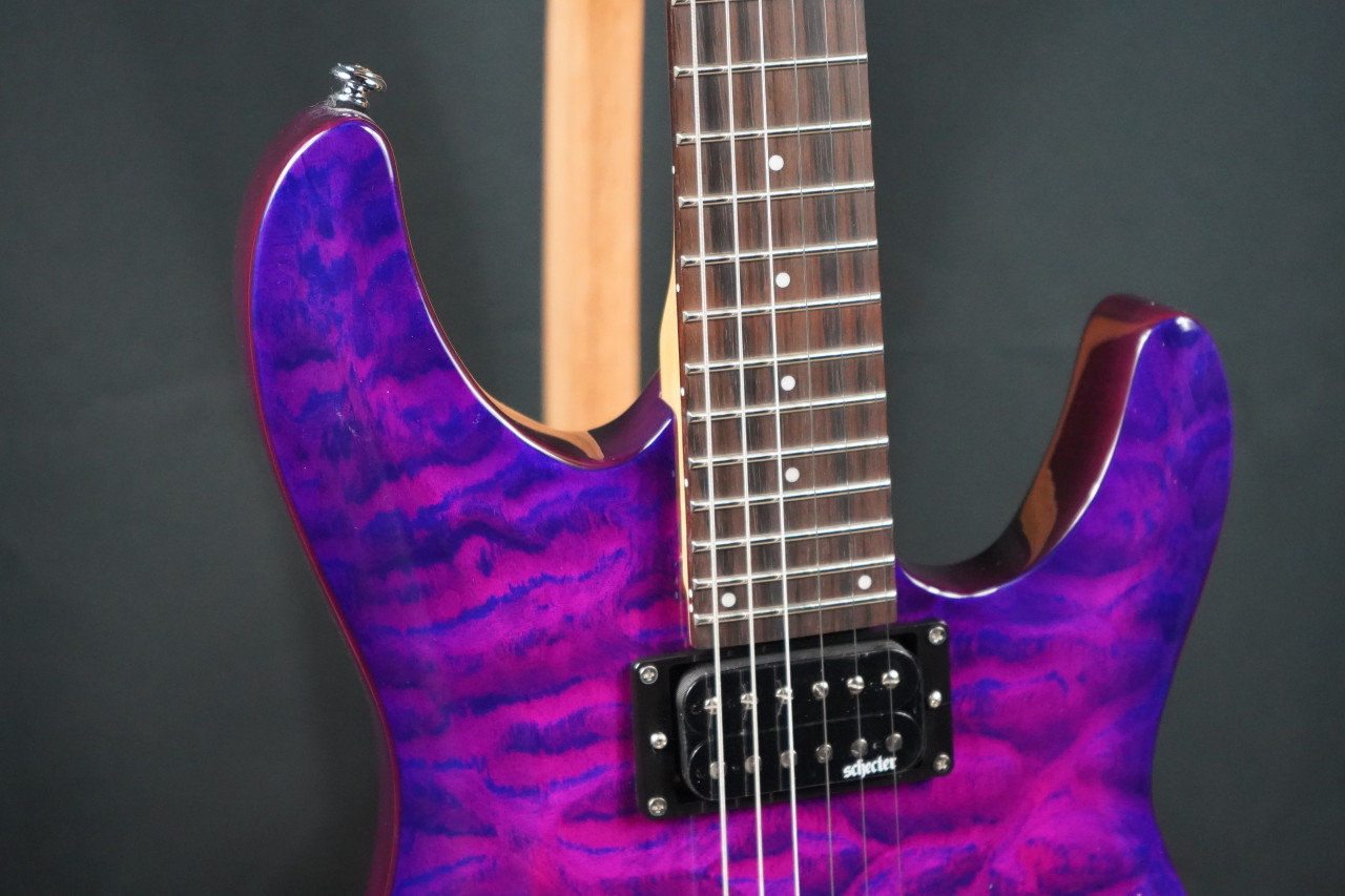 Schecter C-6 Plus Electric Guitar - Magenta finish with quilted maple top, dual humbuckers, contoured body, and smooth maple neck for versatile tone and modern playability