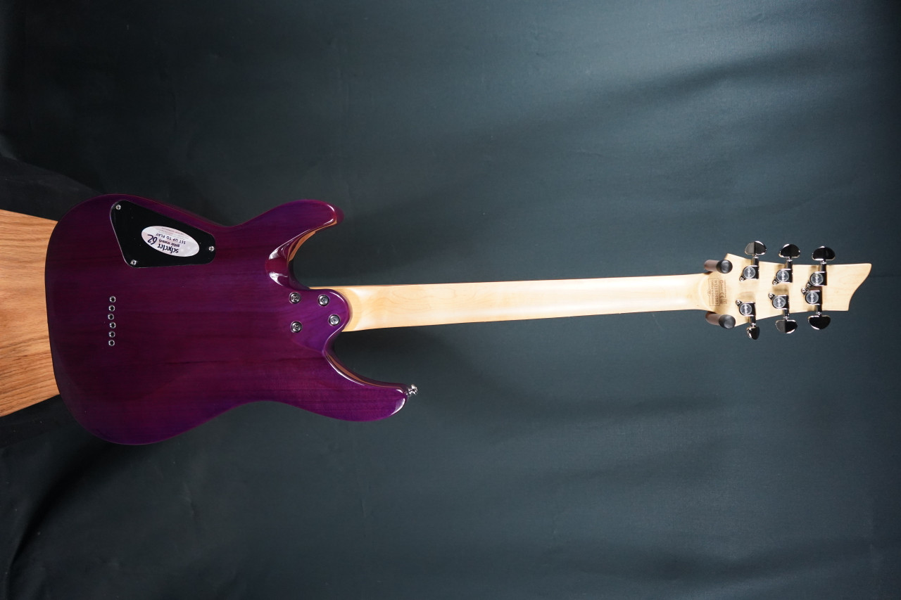 Schecter C-6 Plus Electric Guitar - Magenta finish with quilted maple top, dual humbuckers, contoured body, and smooth maple neck for versatile tone and modern playability