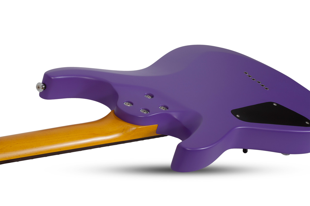 Schecter C-6 Deluxe Electric Guitar - Satin Purple finish, solid-body design with dual humbuckers, smooth maple neck, and lightweight basswood body for versatile modern performance