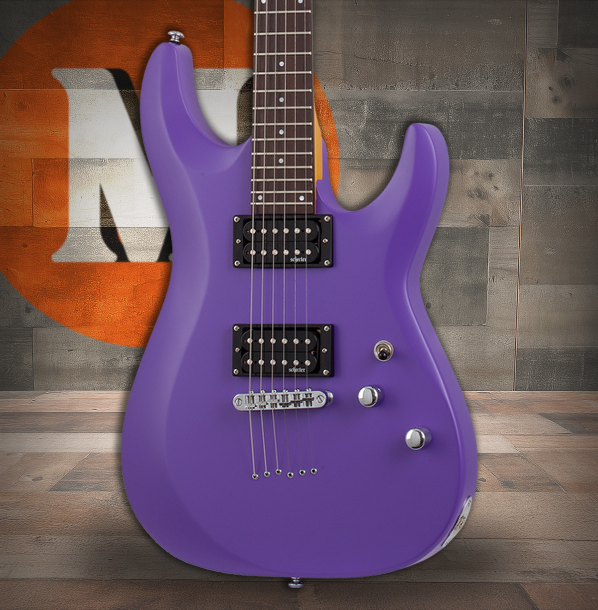 Schecter C-6 Deluxe Electric Guitar - Satin Purple finish, solid-body design with dual humbuckers, smooth maple neck, and lightweight basswood body for versatile modern performance