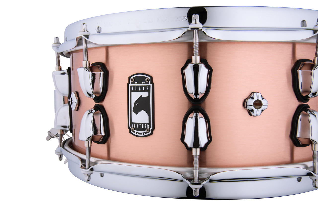 Mapex Black Panther Predator 14" x 6" Snare Drum (BPNCO4601CN) featuring a copper shell, dark and warm tone, and precision hardware for smooth, dynamic snare response.