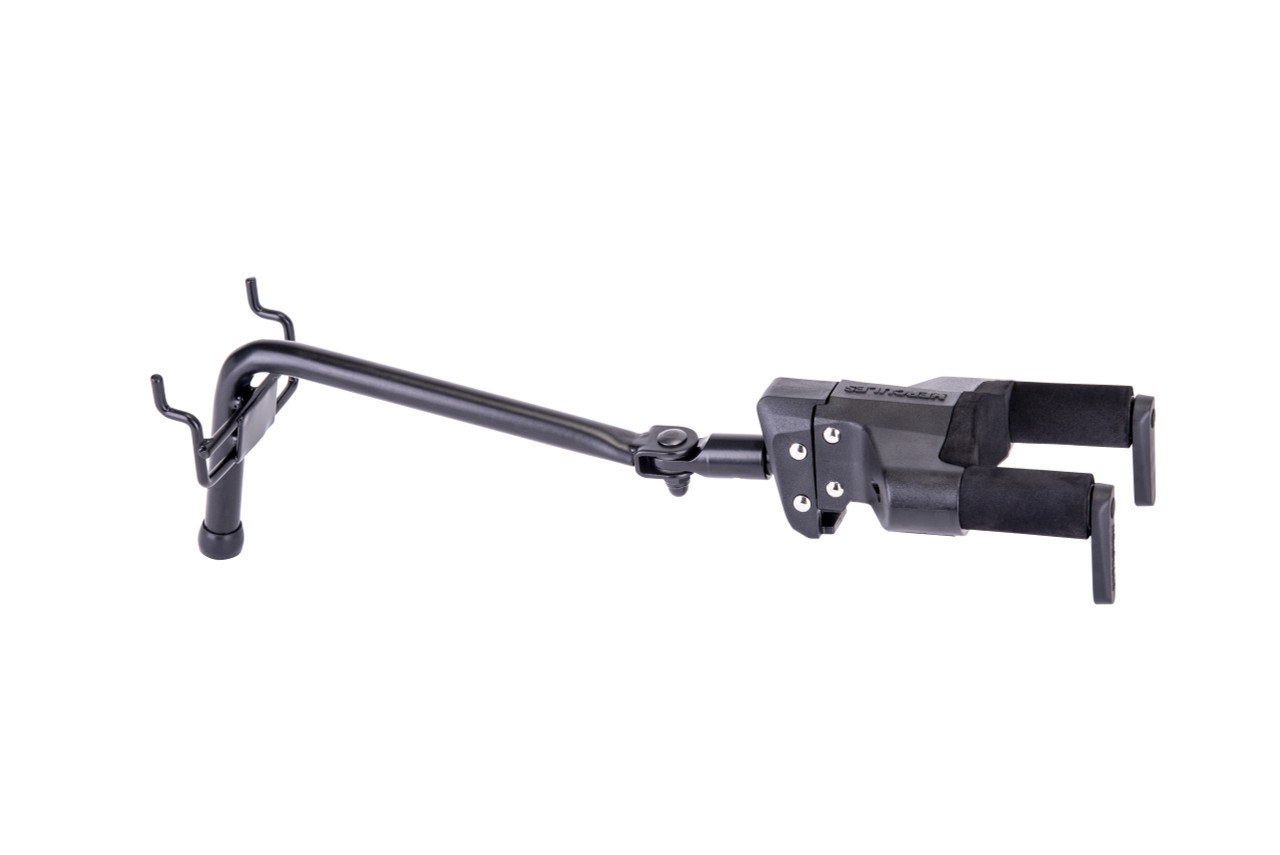Hercules GSP40BPLUS PLUS Series Universal AutoGrip Pegboard Guitar Hanger featuring AutoGrip locking yoke, padded arms, and pegboard mounting compatibility for electric, acoustic, and bass guitars.