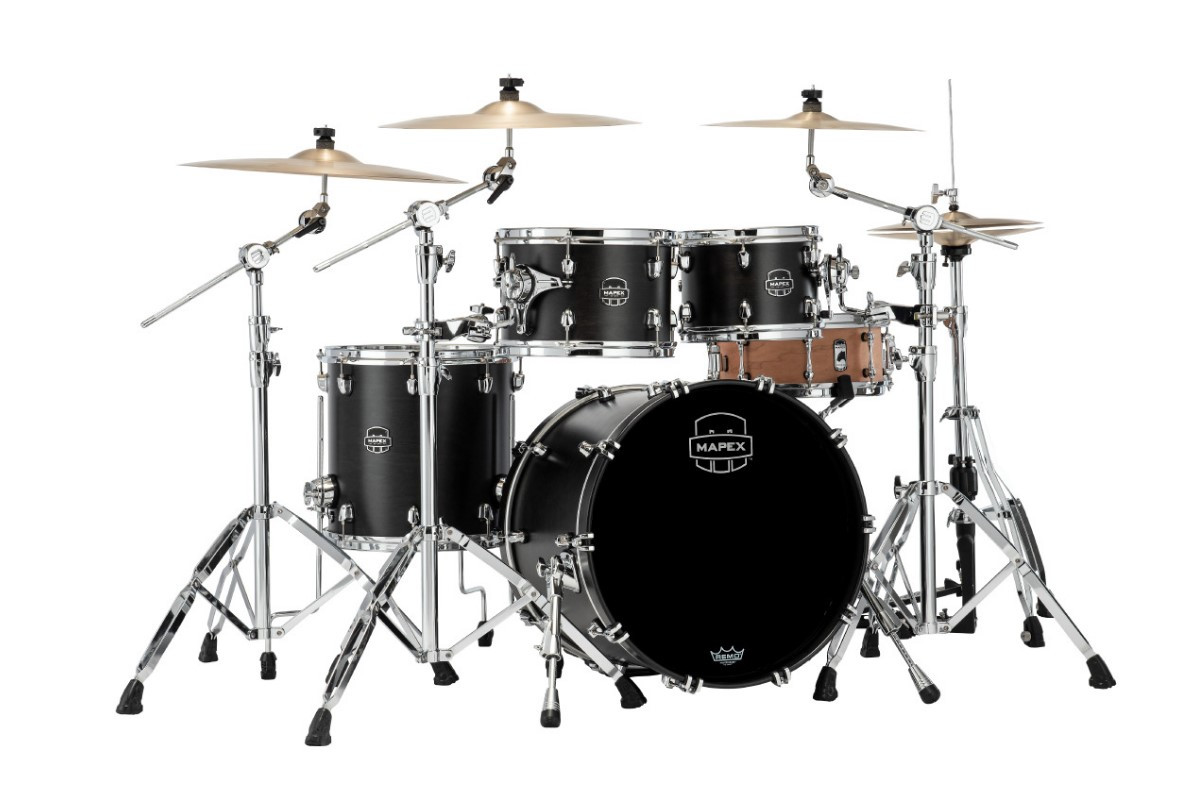Mapex Saturn Fusion 4 Piece Shell Pack Without Snare Satin Black (SR504XFB)