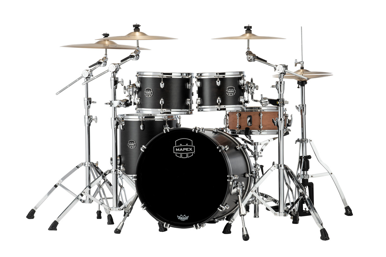 Mapex Saturn Fusion 4 Piece Shell Pack Without Snare Satin Black (SR504XFB) | Musician Madness