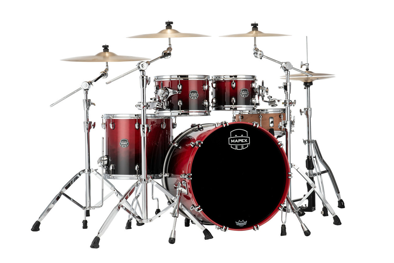 Mapex Saturn Rock 4-Piece Shell Pack (No Snare) - Scarlet Fade (SR529XURQ) | Musician Madness