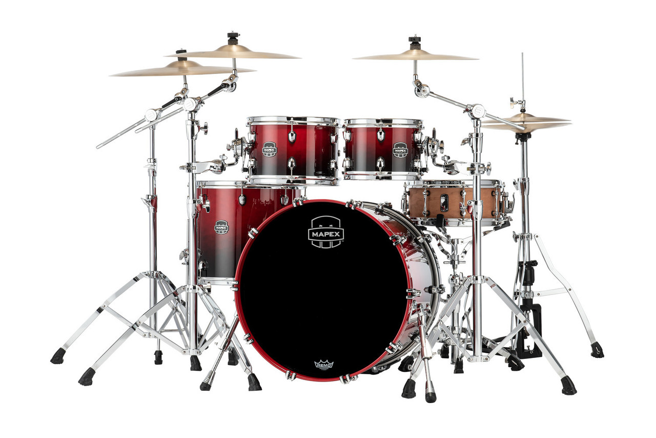 Mapex Saturn Rock 4-Piece Shell Pack (No Snare) - Scarlet Fade (SR529XURQ) | Musician Madness