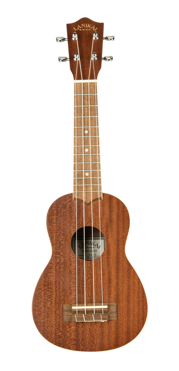 The Lanikai MA-S Soprano Ukulele features a mahogany top, back, and sides that produce a warm, mellow tone with traditional soprano charm. Its compact size makes it easy to play and travel with, while quality hardware ensures stable tuning. An excellent choice for beginners, classrooms, and anyone wanting a classic, portable ukulele.
