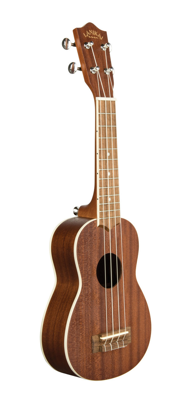 The Lanikai MA-S Soprano Ukulele features a mahogany top, back, and sides that produce a warm, mellow tone with traditional soprano charm. Its compact size makes it easy to play and travel with, while quality hardware ensures stable tuning. An excellent choice for beginners, classrooms, and anyone wanting a classic, portable ukulele.