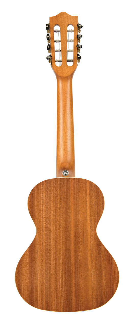 The Lanikai MA-8T Tenor Ukulele features a mahogany top, back, and sides that deliver warm, resonant tone. Its 8-string configuration pairs strings in octave and unison courses, creating a lush, full-bodied sound similar to a 12-string guitar. With comfortable tenor sizing, smooth fretwork, and quality hardware, this uke is perfect for players seeking a rich, chorus-like tonal character.