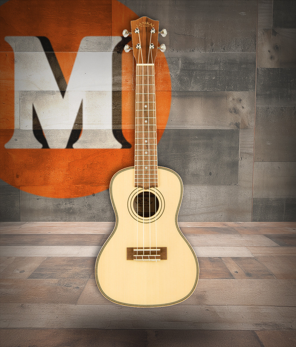 The Lanikai SPST-C Concert Ukulele features a solid spruce top that delivers bright, crisp tone with excellent projection, while the Morado back and sides add warmth and midrange depth. The concert size provides a comfortable feel with balanced volume, making it ideal for both fingerstyle and strumming. A beautifully crafted ukulele designed for players seeking clarity, responsiveness, and refined tone.