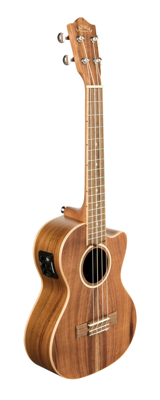 The Lanikai ACST-T Tenor Ukulele features an all-acacia body that produces warm, full midrange tone with bright, articulate highs. Its tenor size offers increased projection and comfortable playability. With elegant binding, a smooth neck profile, and precision tuning hardware, this ukulele is ideal for intermediate and advanced players looking for a rich and expressive acoustic instrument.