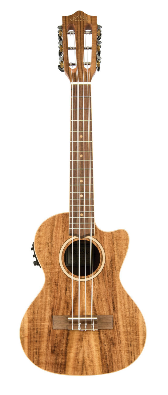 The Lanikai ACST-6CET Tenor Ukulele features an acacia top, back, and sides for rich, warm tonal character with strong projection. Its 6-string configuration expands harmonic range by pairing octave strings for fuller, more resonant chord voicings. The cutaway design offers easy access to higher frets, while the FishmanÂ® Kula preamp with onboard tuner ensures natural amplified tone. Ideal for performers and players seeking a bold, expressive ukulele with extended musical capabilities.