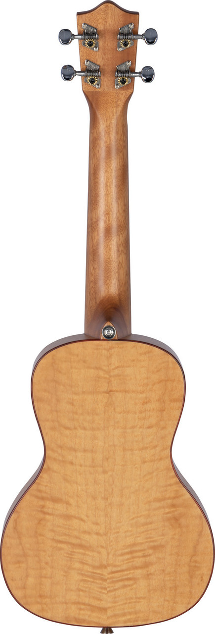 The Lanikai FM-C Concert Ukulele features a stunning flame maple top, back, and sides that deliver a bright, crisp, and projecting tone. The concert size offers comfortable playability with enhanced volume and clarity. With elegant binding, quality tuners, and smooth neck feel, this uke is perfect for players seeking eye-catching aesthetics and refined sound.