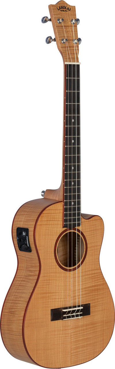 The Lanikai FM-CEB Baritone Ukulele features beautifully figured flame maple on the top, back, and sides, providing bright articulation with deep baritone warmth. The cutaway design offers easy access to higher frets, while the onboard FishmanÃ‚Â® Kula preamp and tuner deliver natural, clear amplified tone. Ideal for performers, songwriters, and players wanting a visually striking and sonically rich baritone uke.