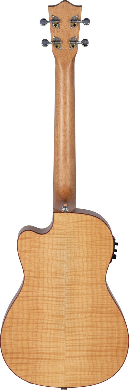 The Lanikai FM-CEB Baritone Ukulele features beautifully figured flame maple on the top, back, and sides, providing bright articulation with deep baritone warmth. The cutaway design offers easy access to higher frets, while the onboard FishmanÂ® Kula preamp and tuner deliver natural, clear amplified tone. Ideal for performers, songwriters, and players wanting a visually striking and sonically rich baritone uke.