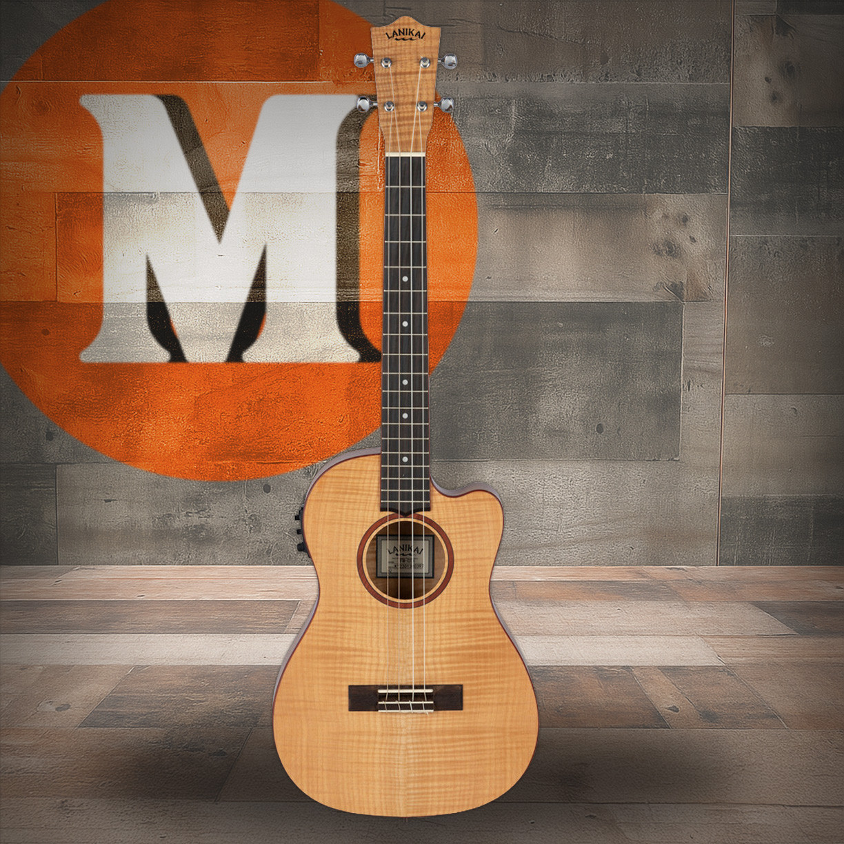 Lanikai Flame Maple Baritone Cutaway A/E Ukulele w/ Kula Preamp (FM-CEB) | Musician Madness