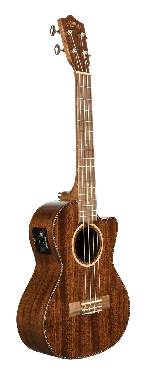 The Lanikai MAS-CET Tenor Ukulele features all-solid mahogany construction, providing warm, rich tone with excellent sustain and balance. The cutaway body offers improved access to higher frets, while the FishmanÂ® Kula preamp with built-in tuner ensures clear, natural amplified sound. Designed for serious players, this model offers professional build quality and refined tonal character.