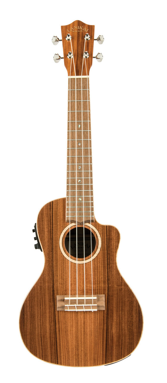 The Lanikai MRS-CEC Concert Ukulele features all-solid Morado construction for deep, resonant tone with impressive clarity and sustain. The cutaway design allows easy access to higher frets, while the FishmanÂ® Kula preamp and onboard tuner provide clean, natural amplified sound. With premium craftsmanship, elegant aesthetics, and professional electronics, i-s perfect for serious players and live performers.