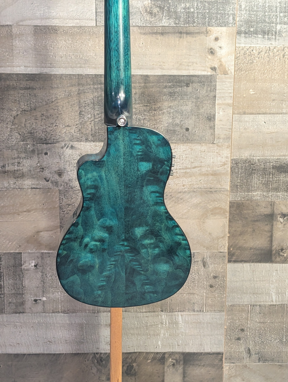 Lanikai Quilted Maple Blue Stain Tenor Cutaway A/E Ukulele w/ Kula Preamp (QM-BLCET) | Musician Madness
