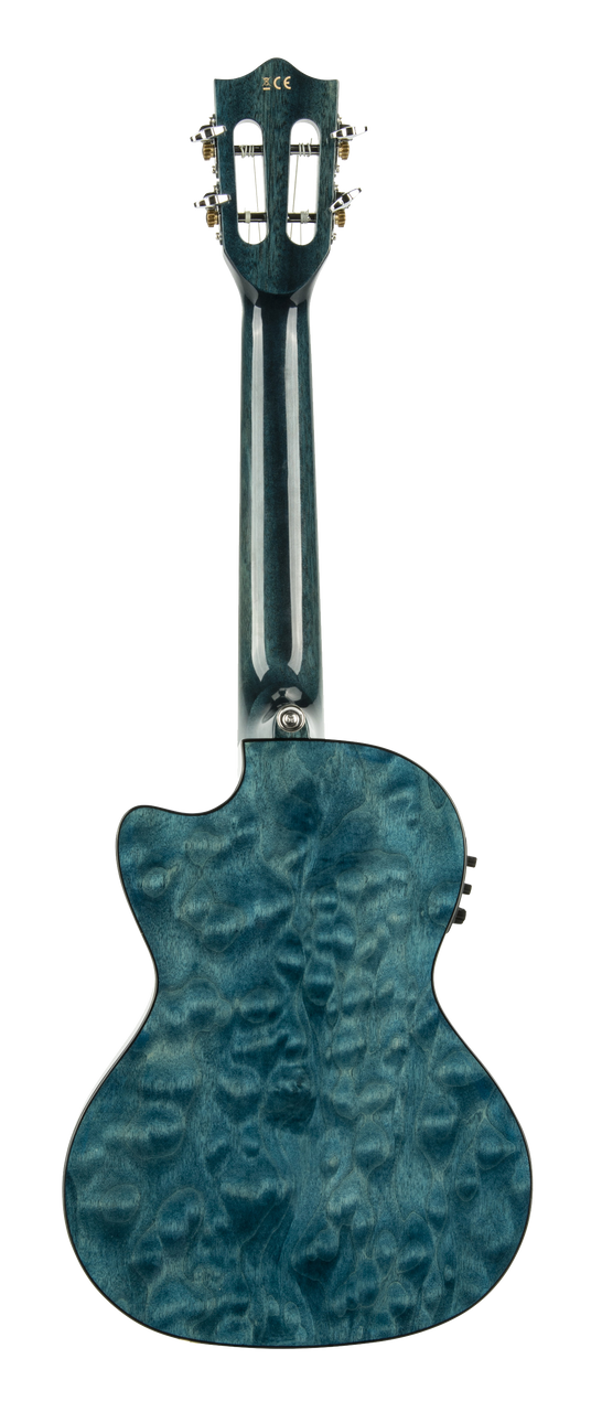 Lanikai Quilted Maple Blue stain Tenor with Kula Preamp A/E Ukulele (QM-BLCET)