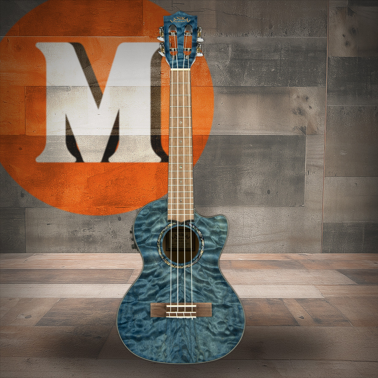Lanikai Quilted Maple Blue stain Tenor with Kula Preamp A/E Ukulele (QM-BLCET) | Musician Madness