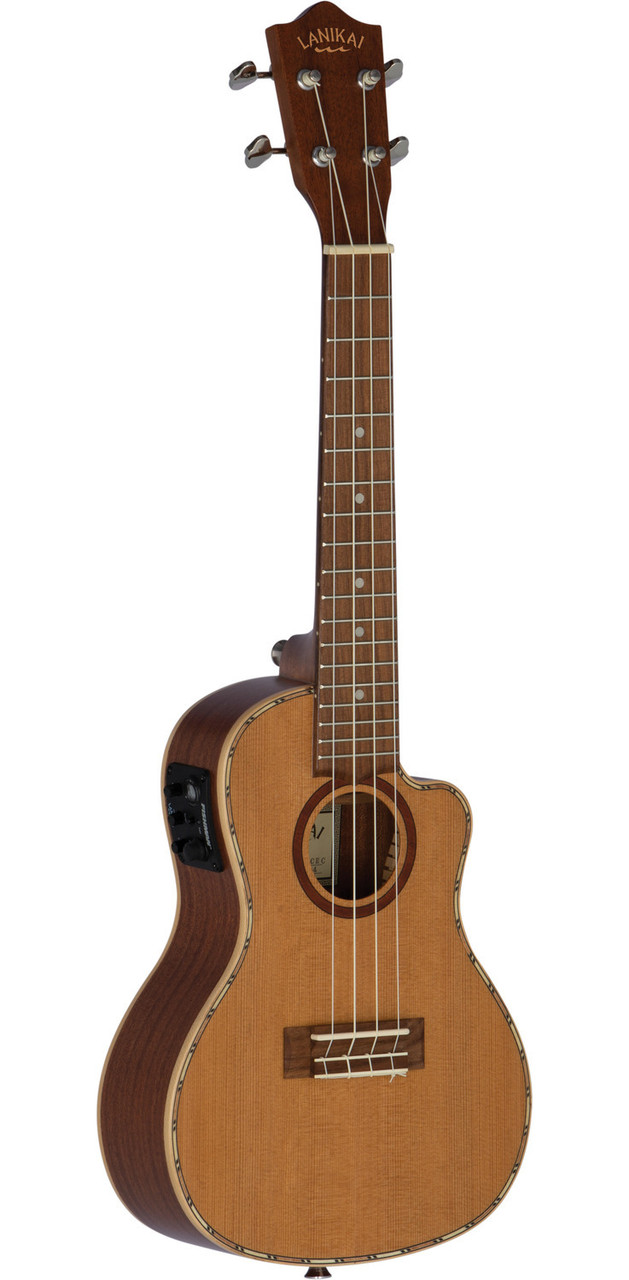 The Lanikai CDST-CEC Concert Ukulele features a solid cedar top for warm, rich tone with excellent responsiveness. A smooth Venetian cutaway allows easy access to the upper frets, while the FishmanÃ‚Â® Kula preamp with built-in tuner ensures clear, natural amplification. Crafted with comfort and precision, this A/E concert uke is ideal for performers and musicians seeking expressive acoustic tone with stage-ready electronics.