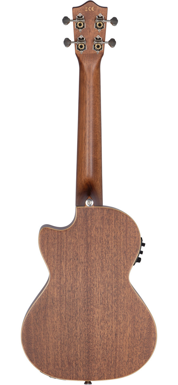The Lanikai CDST-CET Concert Ukulele features a solid cedar top for warm, resonant tone and laminated mahogany back and sides for added depth and projection. Equipped with a cutaway for upper fret access and a built-in Kula preamp system, it delivers clear, natural amplified sound. This model offers smooth playability, elegant binding, and professional performance features ideal for both stage and studio use.