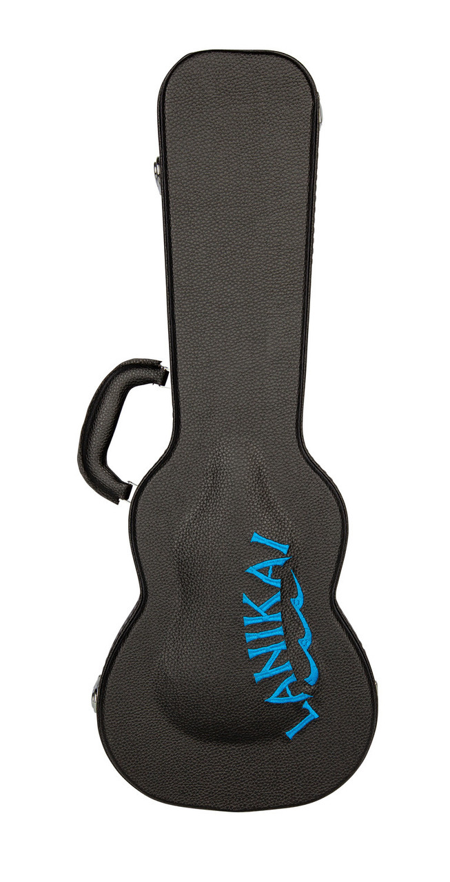 Lanikai HWC-C hard-shell concert ukulele case featuring a wooden arched-top exterior, plush padded interior, secure latching system, and durable construction designed to protect concert-sized ukuleles.