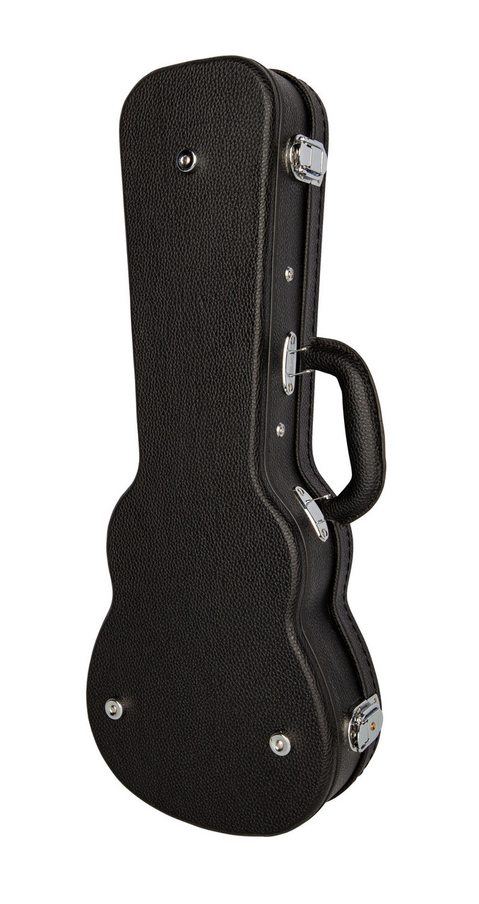 Lanikai HWC-S hard-shell soprano ukulele case featuring a wooden arched-top exterior, plush padded interior, secure latches, and durable construction designed for protecting soprano-sized ukuleles.