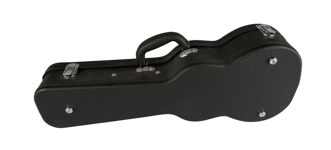 Lanikai HWC-S hard-shell soprano ukulele case featuring a wooden arched-top exterior, plush padded interior, secure latches, and durable construction designed for protecting soprano-sized ukuleles.