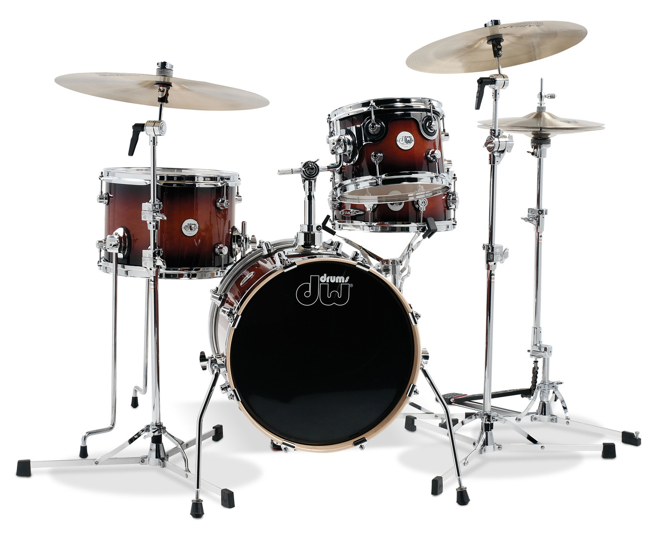 Design Mini Pro 4-Piece Drum Set DDLG1604TB in Tobacco Burst finish with 16" bass drum and compact shell configuration.