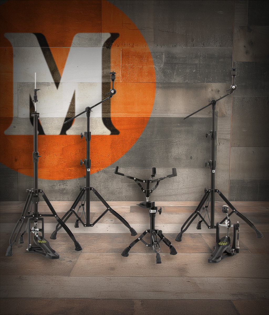 Mapex HP8005EB Armory 800 Series Hardware Pack – Black Plated finish, includes hi-hat stand, snare stand, bass drum pedal, and two boom cymbal stands with heavy-duty double-braced legs