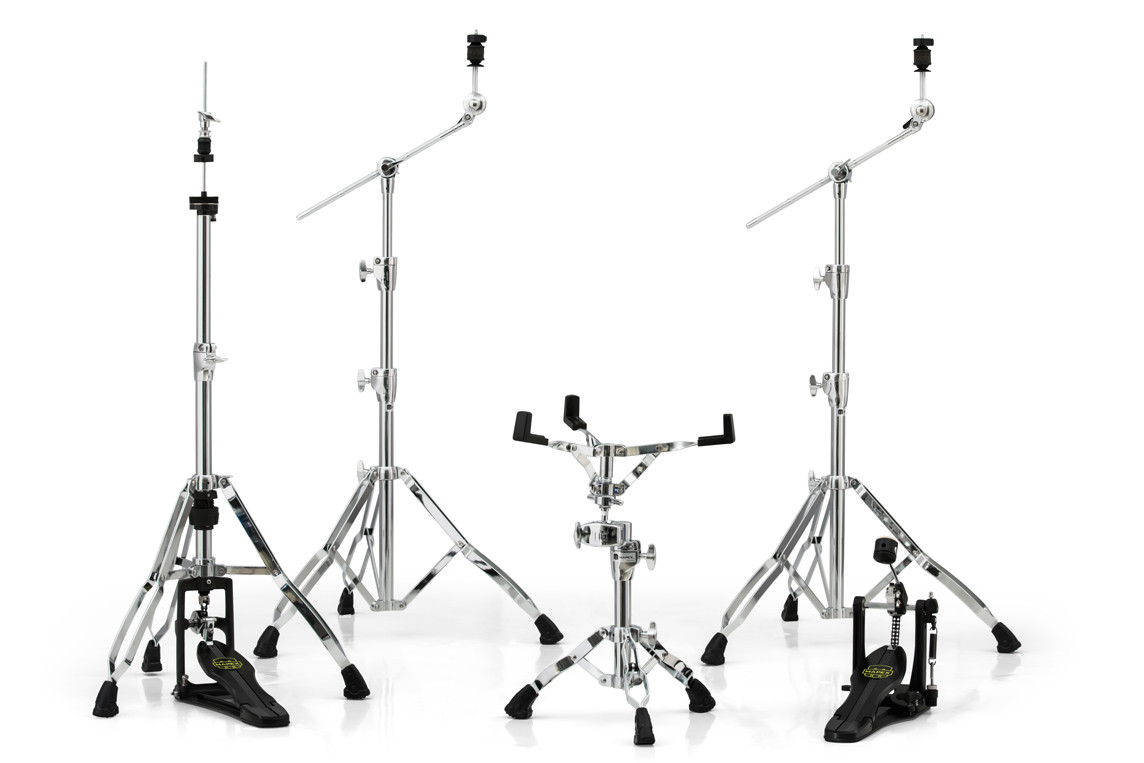 Mapex HP8005 Armory 800 Series Hardware Pack â€“ includes two boom cymbal stands, hi-hat stand, snare stand, and single bass drum pedal with heavy-duty double-braced chrome construction